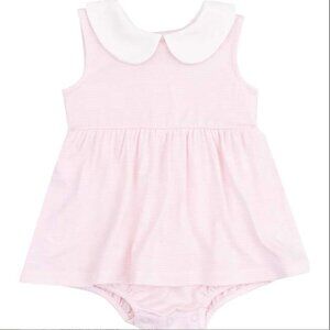 Angel Dear Peter Pan Collar Bubble with Skirt, Stripe Classic Pink, 3-6 Months